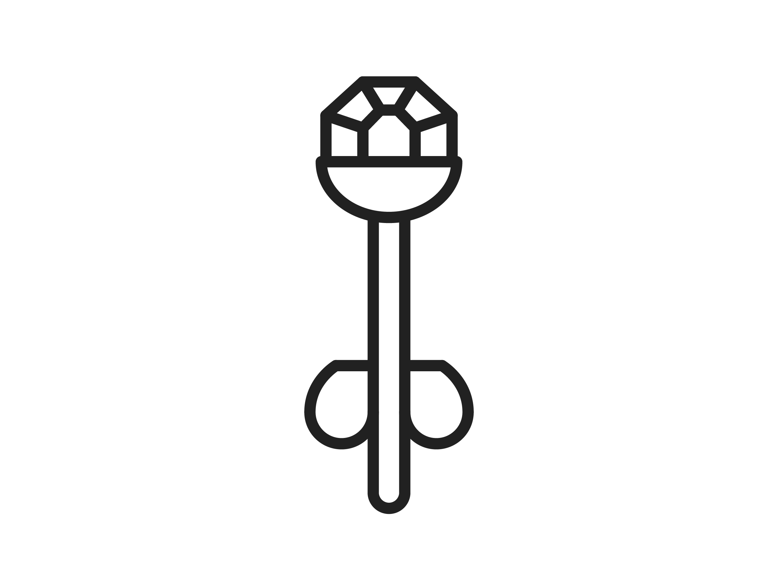 Line drawing of a single earring with a gem. Click to view 