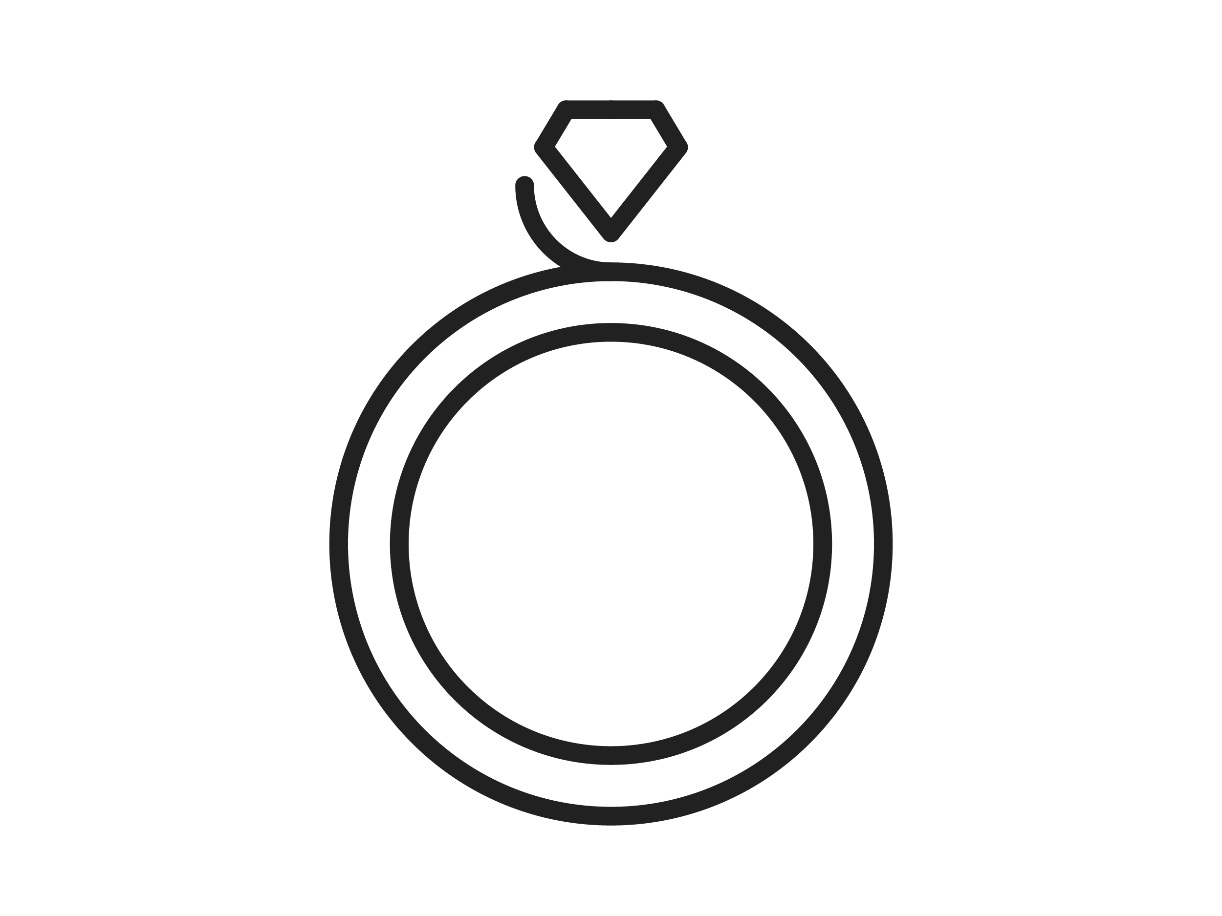 Outline of a diamond ring icon. Click to explore damaged jewelry services.