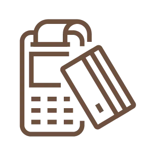 Icon of a payment terminal with a card, representing store credit option.