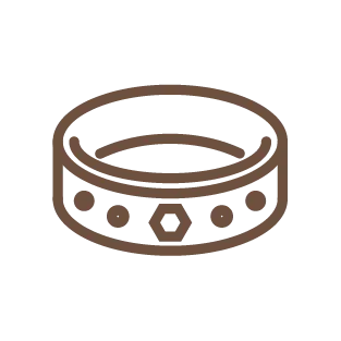 Brown ring icon representing jewelry restoration and redesign services. Click to learn more.