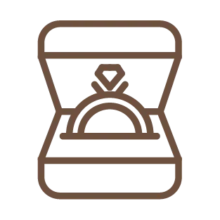 Icon of a ring in a box, representing custom jewelry services at Lennon's W.B. Wilcox Jewelers.