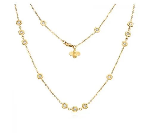Gumuchian Diamond Hexagon Station Necklace Gumuchian .94ctw diamond and 18k yellow gold hexagon station necklace, 18 inches, $5,995. Lumina Gem Hampstead, NC