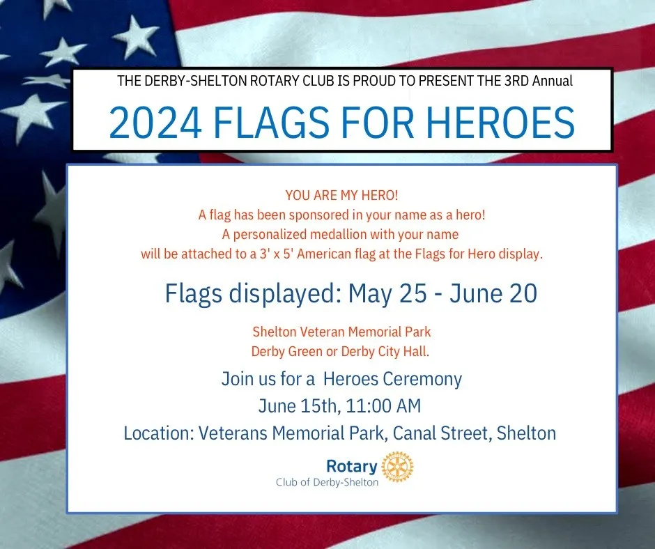 Flags for Heroes&nbsp; Marks of Design is proud to sponsor Rotaty Club and Flags for Heroes. The event is meant to honor Heroes from all walks of life and involves placing commemorative flags with the names of the Heroes in Veterans Memorial Park in Shelton. Owner Kate Marks has six flags up flying for family and friends this year. This is an amazing event that we are happy to support every year! Marks of Design Shelton, CT