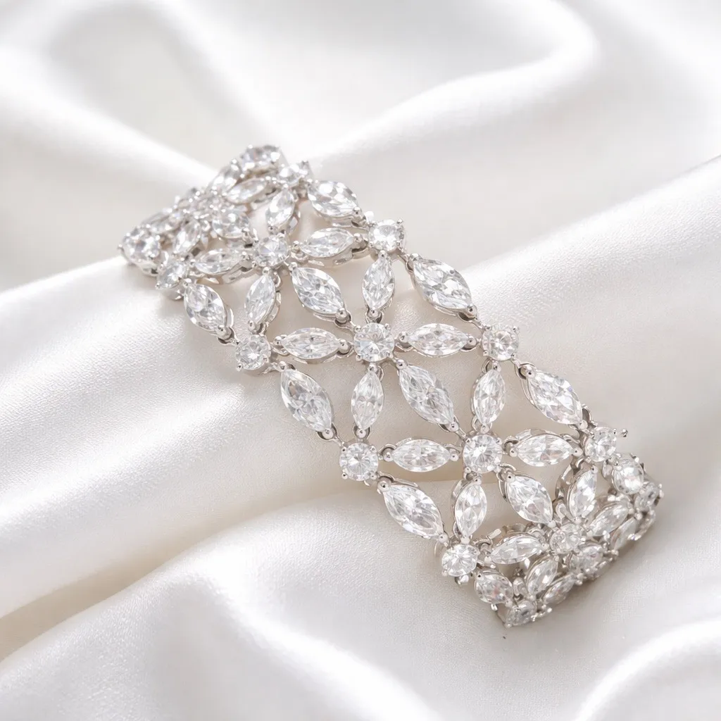 Three gold bracelets with diamond accents on a light background.