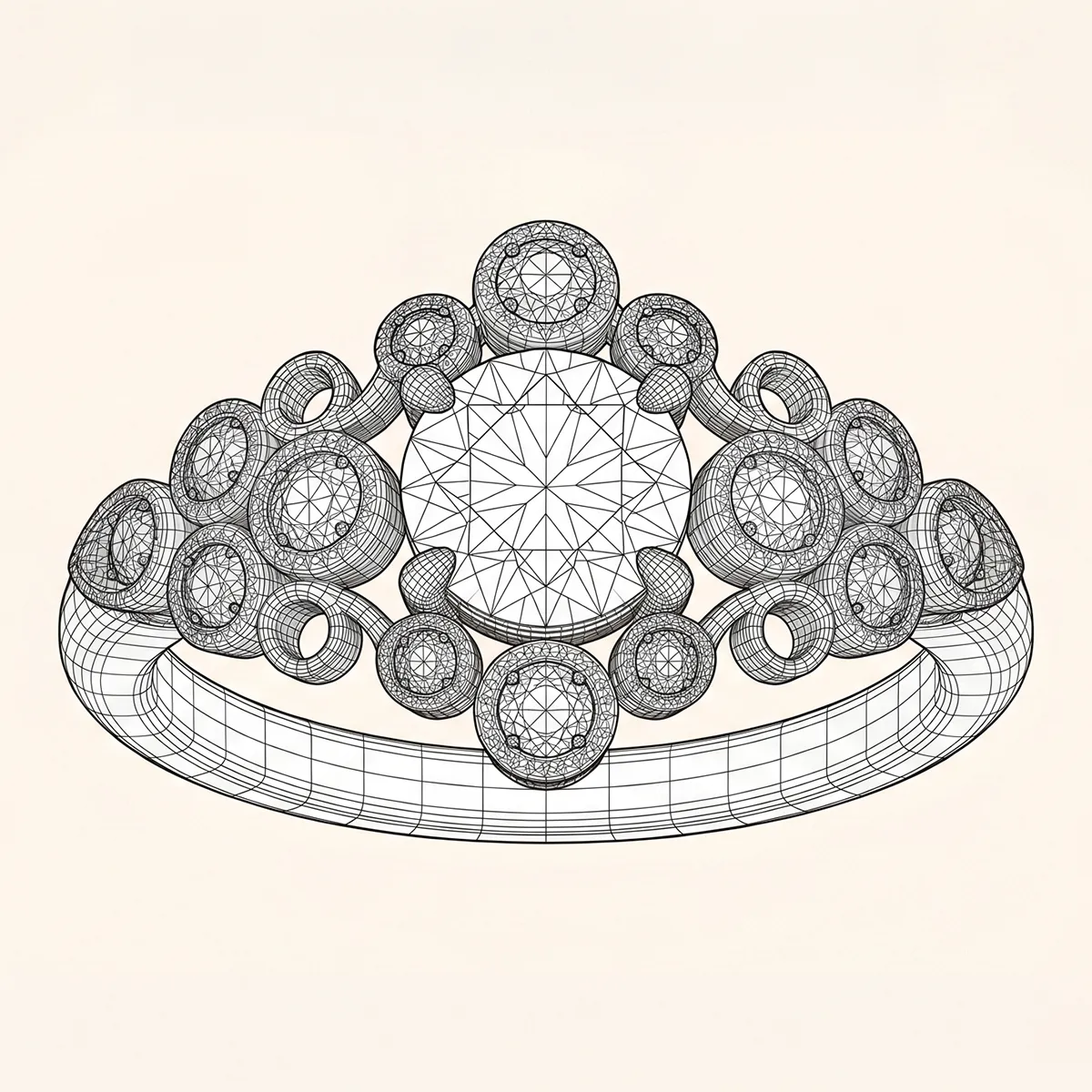 CAD wireframe of a custom ring design at McGee & Company Fine Jewelers, Greenwood, IN.