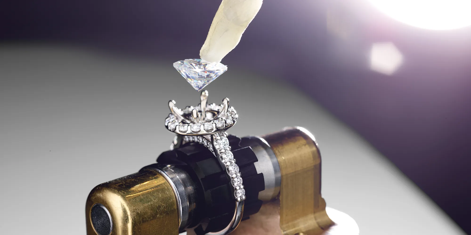 Diamond being set in a ring at McGee & Company Fine Jewelers, Greenwood, Indiana.