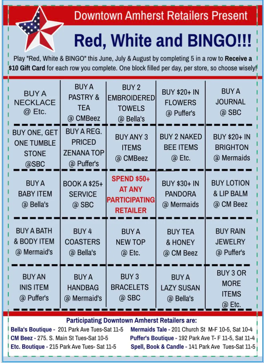 Read article: Downtown Amherst Retailers Bingo