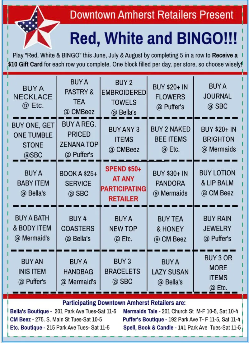 Read article: Downtown Amherst Retailers Bingo