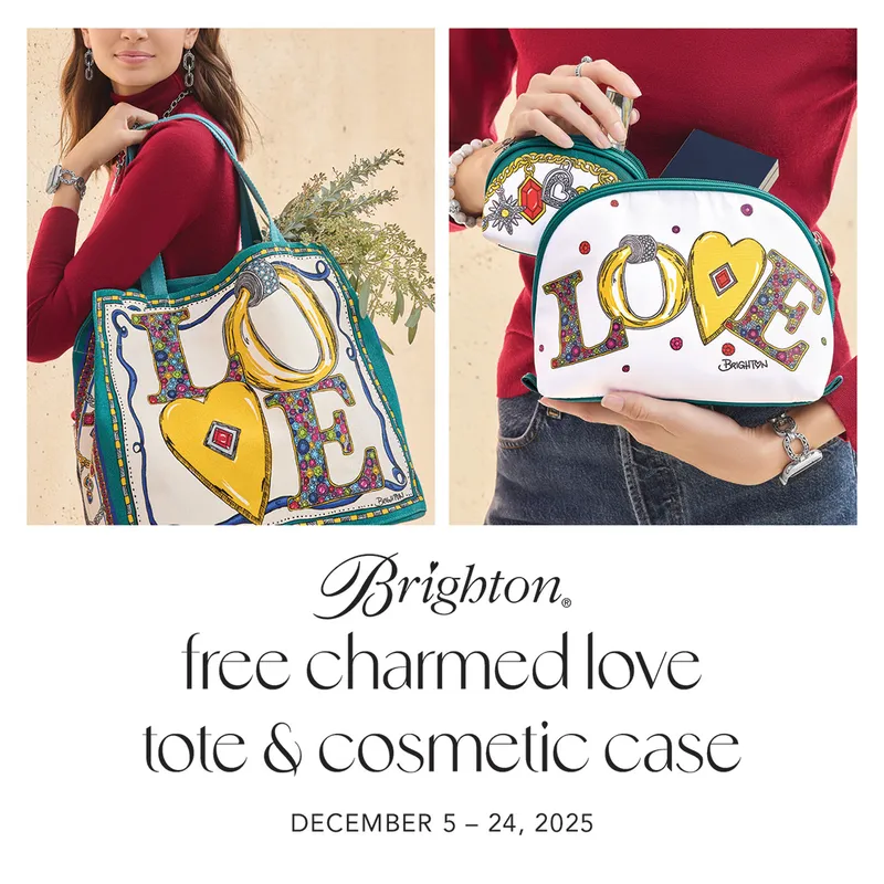 Read article: Free Brighton Charmed Love tote & cosmetic set