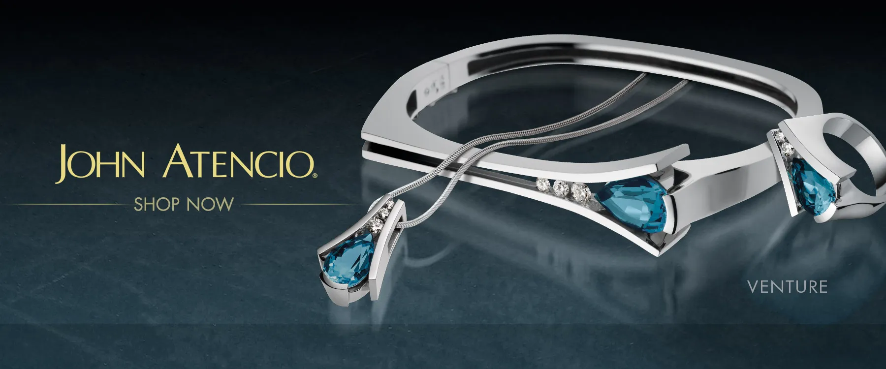 Elegant jewelry featuring blue gemstones and diamonds. Click to shop the John Atencio collection.
