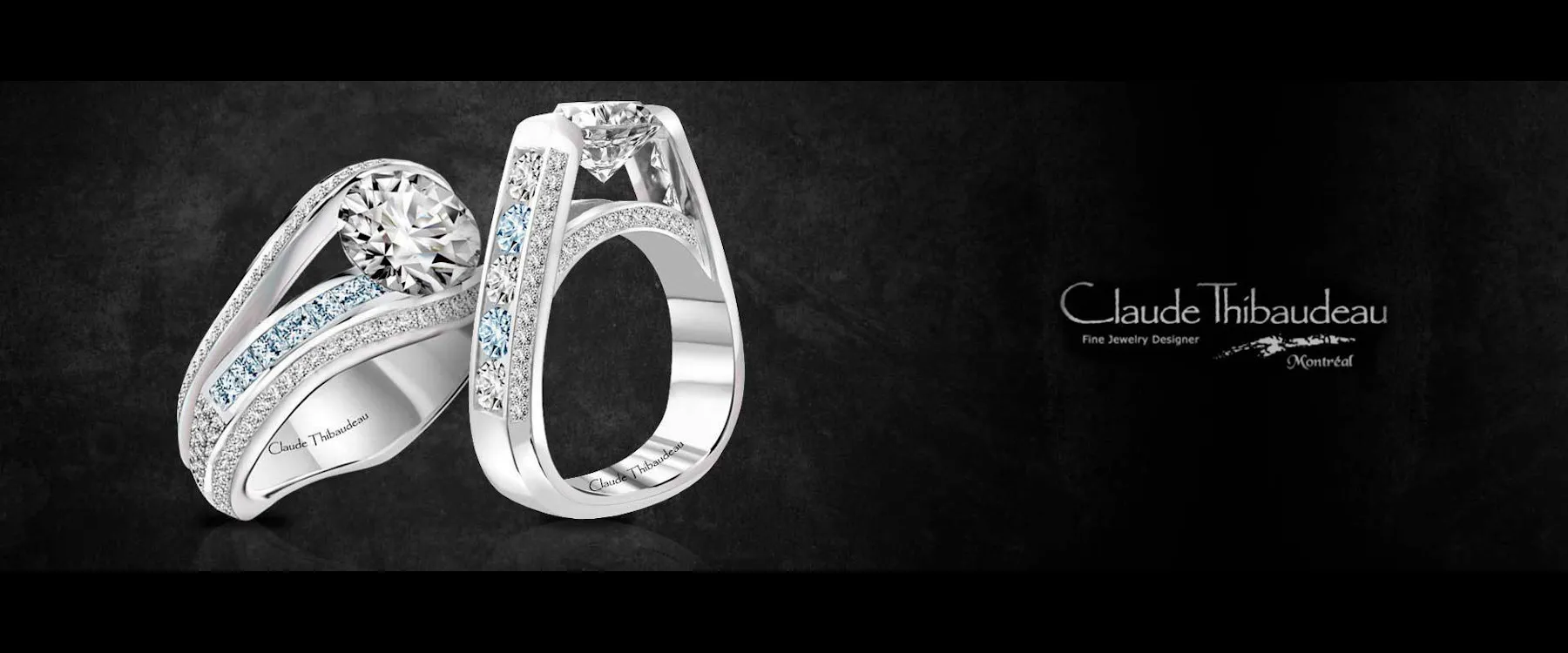 Elegant diamond rings by Claude Thibaudeau, showcasing intricate designs. Click to shop at Mesa Jewelers in Grand Junction.