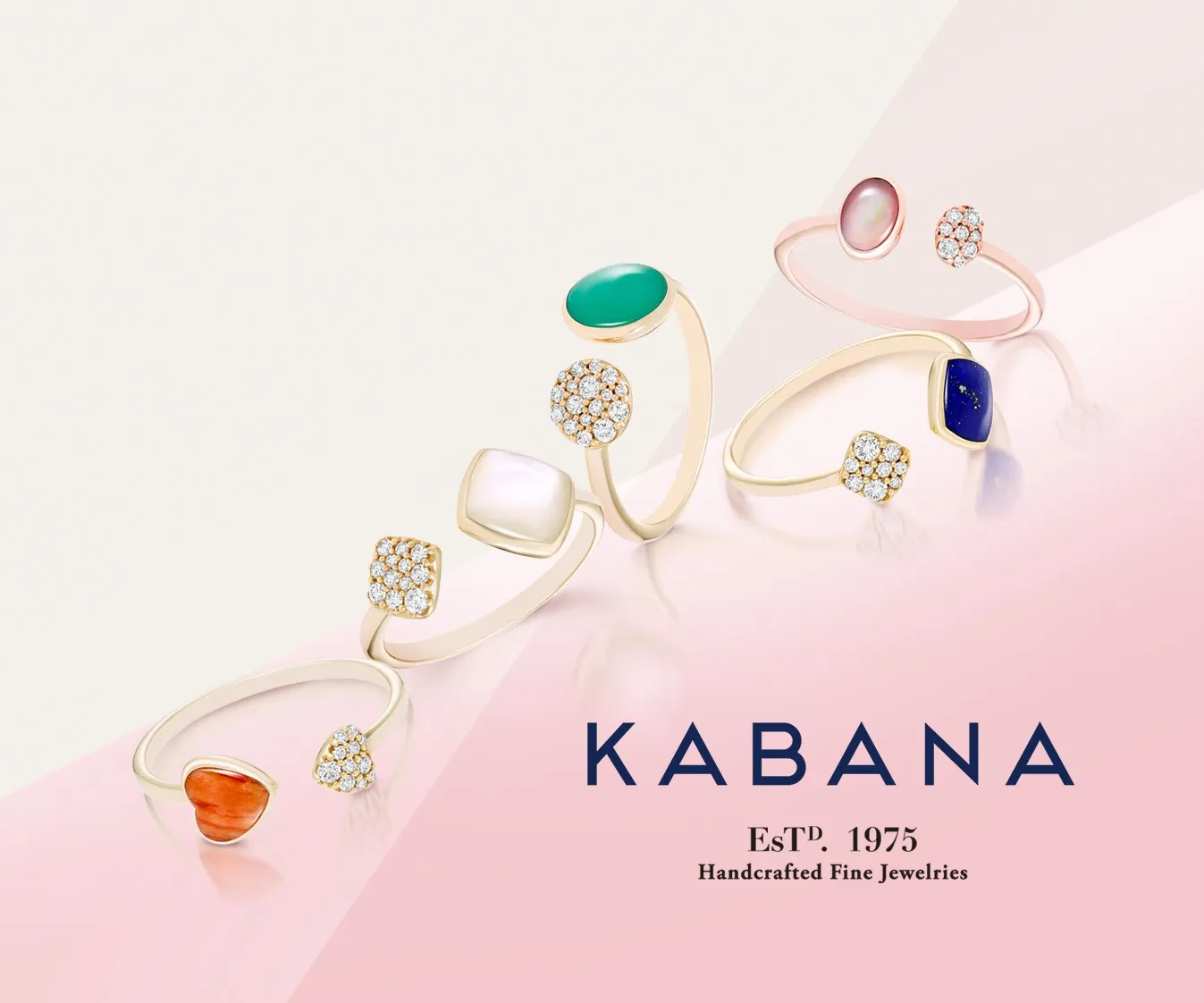 Shop the Kabana collection featuring elegant handcrafted rings with colorful stones and diamonds. Click to shop now!