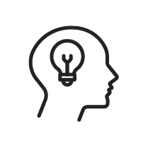 Pixelated outline of a human head with a question mark inside.