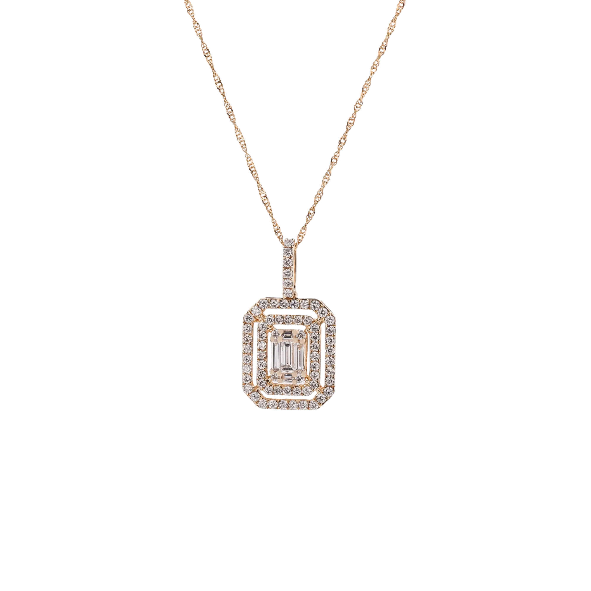 A gold necklace with an oval agate pendant and starburst charm.