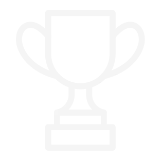 Pixelated white trophy icon on a transparent background.