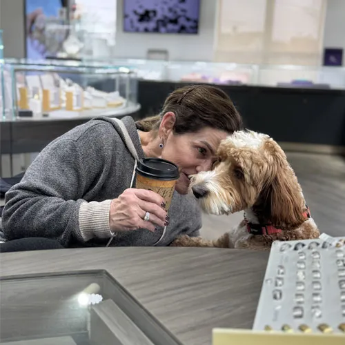 Milo with a Midtown Jewelers client