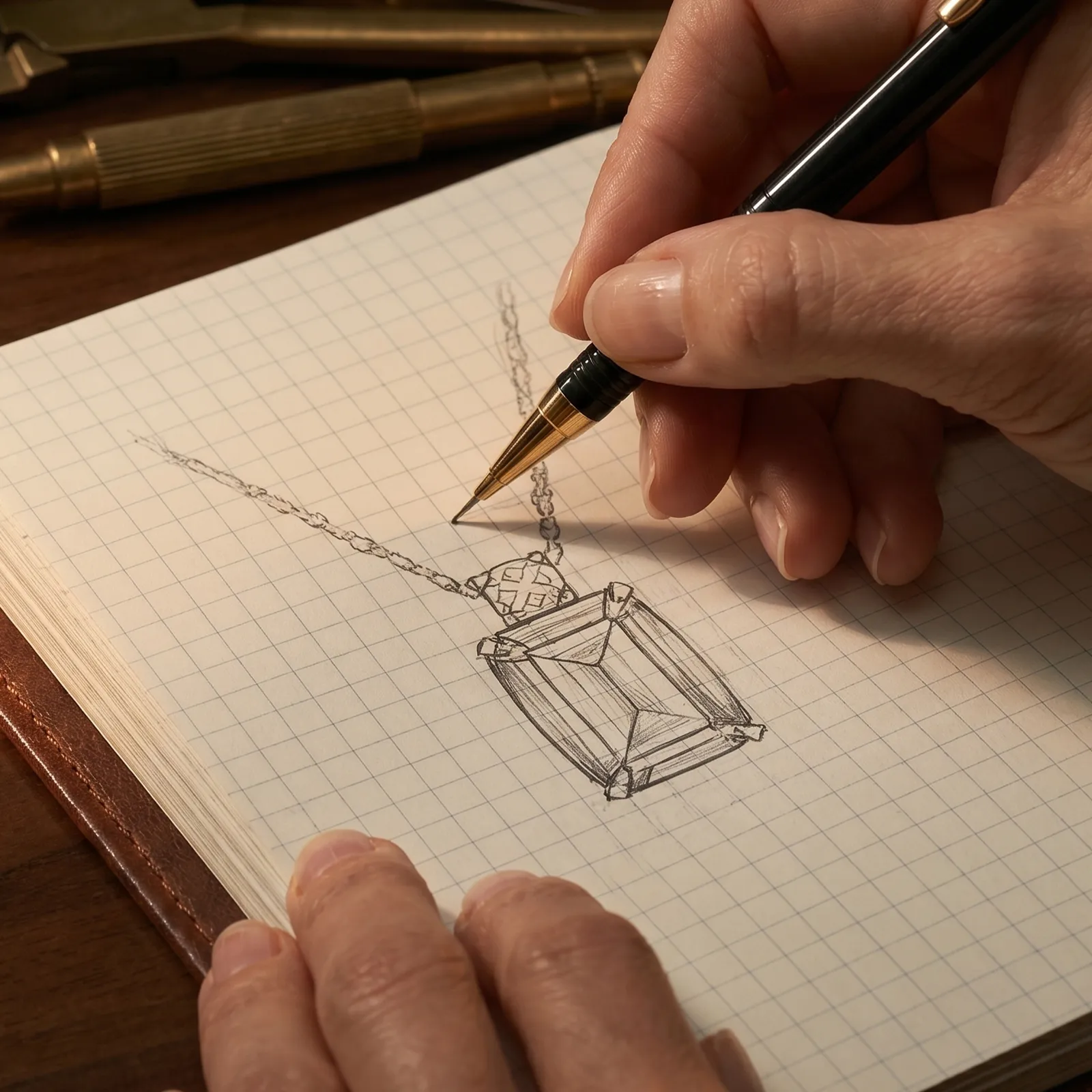 Custom jewelry design sketch at Midtown Jewelers in Herndon, VA. Start a Project.