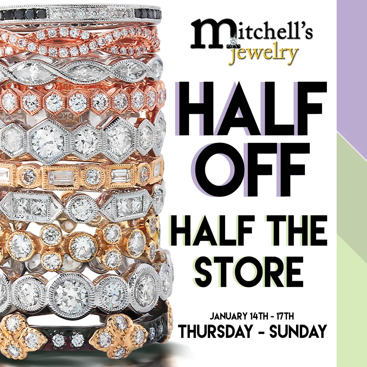 Shop our Half Off Half The Store sale through Sunday at 4pm!