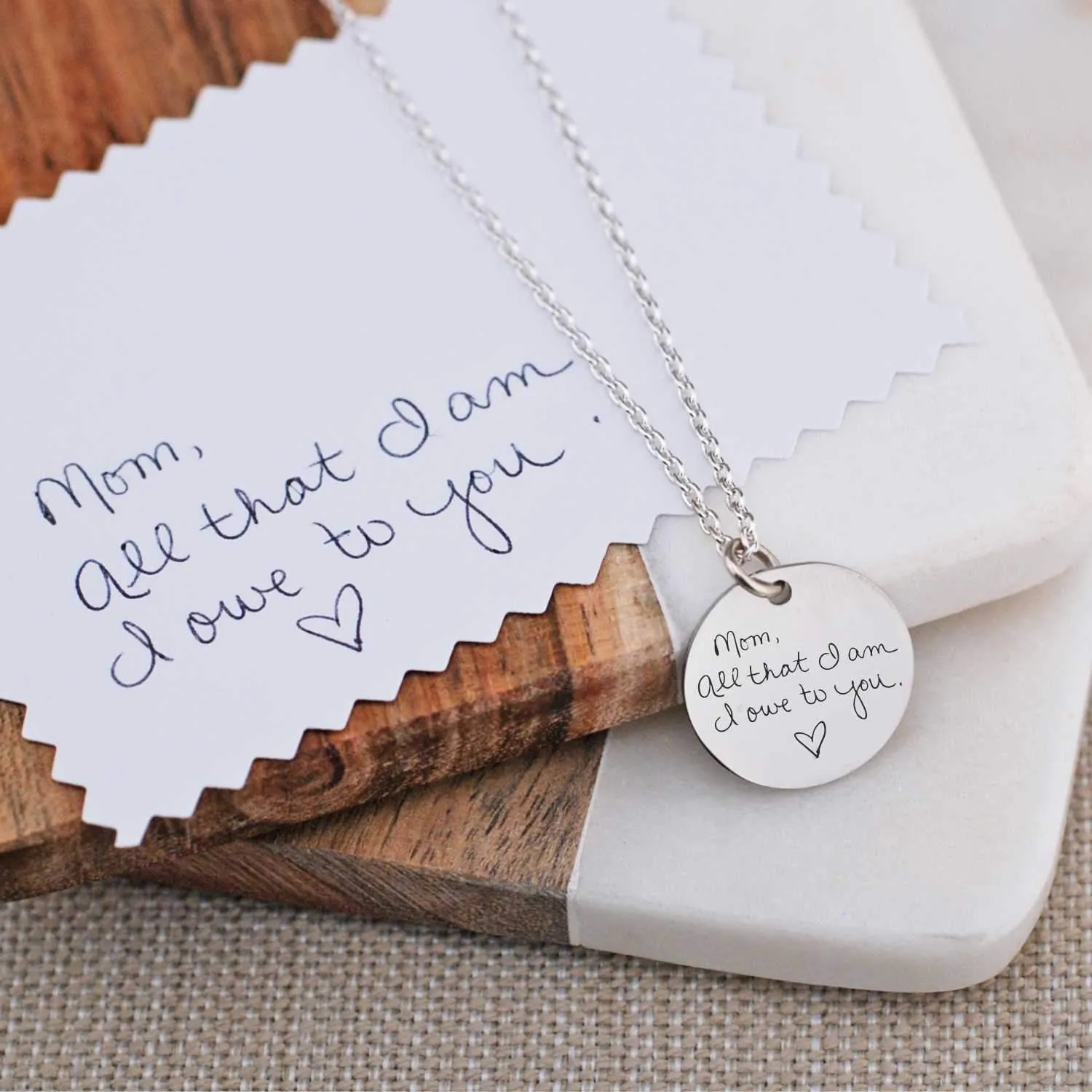 Necklace with engraved message 