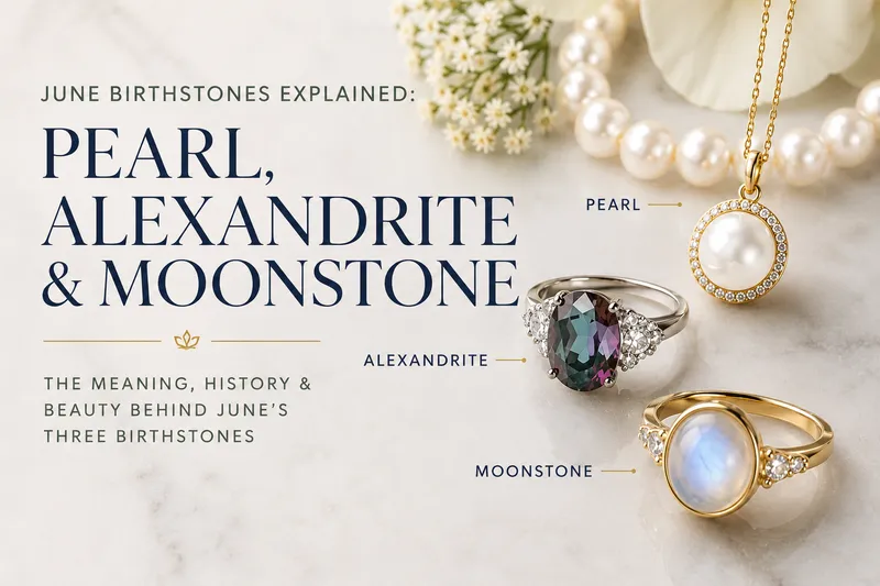 Read article: June Birthstones Explained: Pearl, Alexandrite & Moonstone