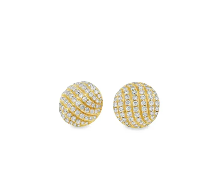 Gold and crystal earrings with a wavy design.