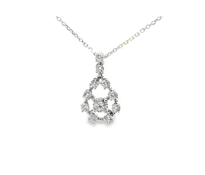 Elegant diamond pendant necklace on a silver chain, perfect for gifting.