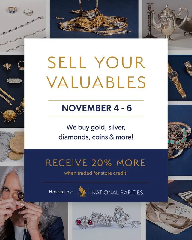 Turn your old jewelry into cold hard cash! Morin Jewelers is hosting a buying event. Sell your gold, silver, diamonds, and more