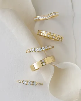 Stackable diamond fashion rings in yellow gold