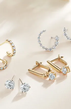 Diamond hoop and stud earrings