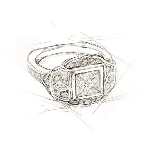 Custom jewelry design sketch