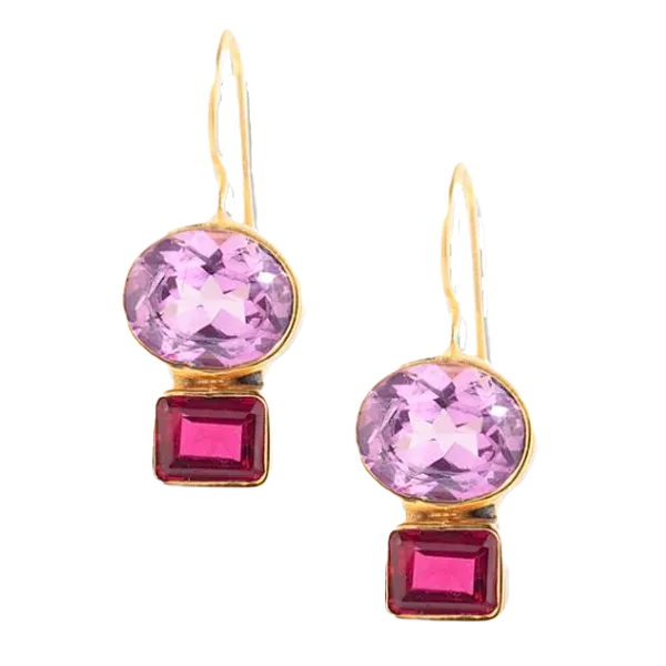 18kt yellow gold vermeil lab created pink sapphire/ruby earrings Current Retail: $235  Sale Price: $164 Morrison Smith Jewelers Charlotte, NC