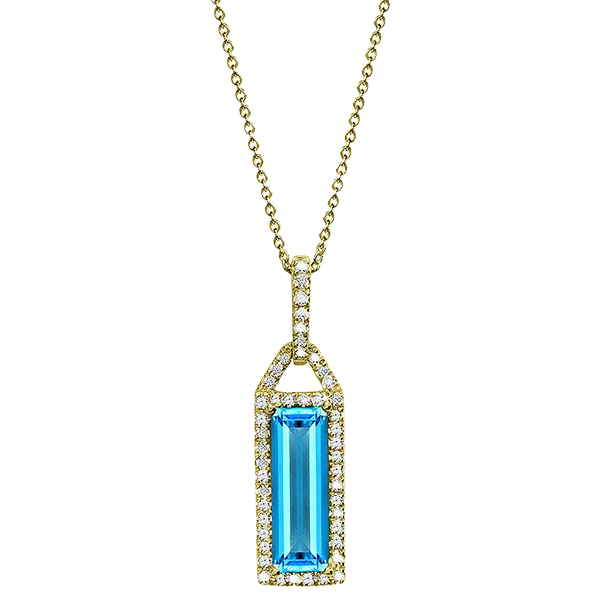 14KT YELLOW GOLD BLUE TOPAZ/DIAMOND NECKLACE Current Retail: $1,299  Sale Price: $649 Morrison Smith Jewelers Charlotte, NC