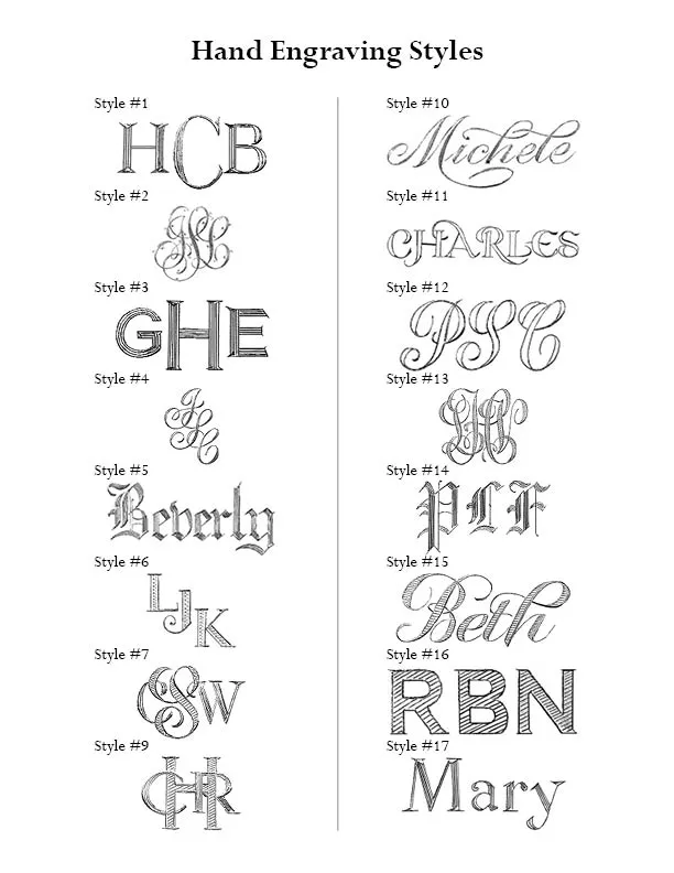 hand engraving samples  Morrison Smith Jewelers Charlotte, NC