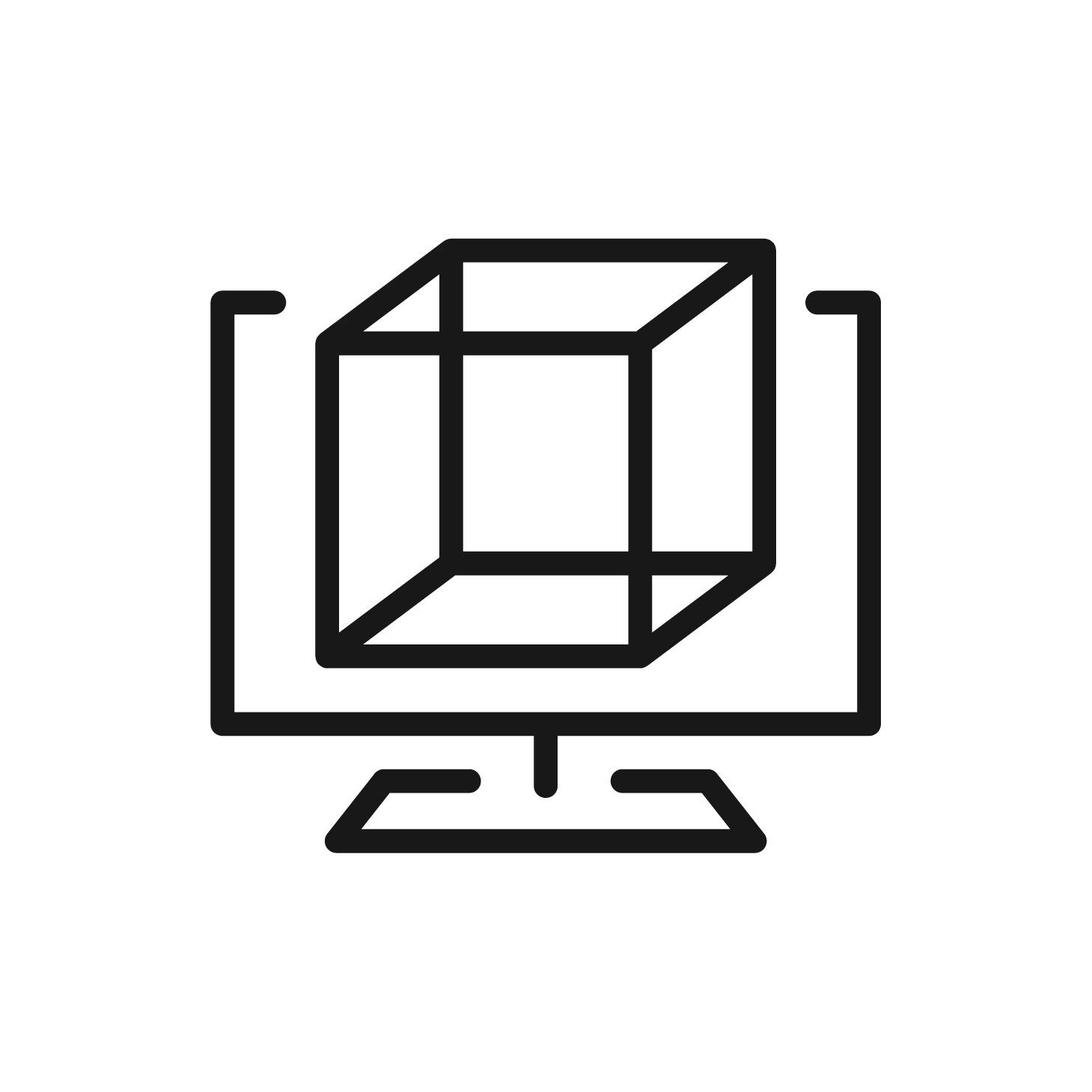 3D cube visualization on a computer screen, representing advanced CAD technology for jewelry design.