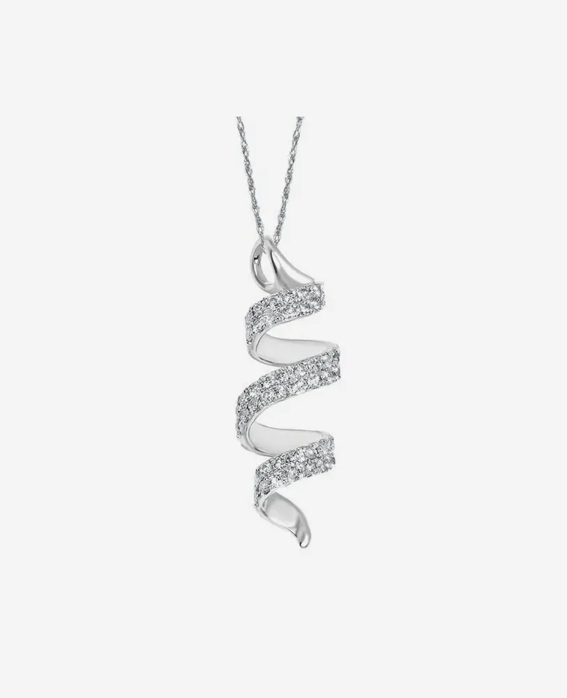 Elegant spiral pendant necklace adorned with sparkling diamonds, perfect for any occasion.
