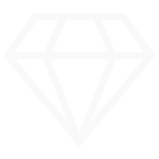 Outline of a diamond icon in white on a transparent background.