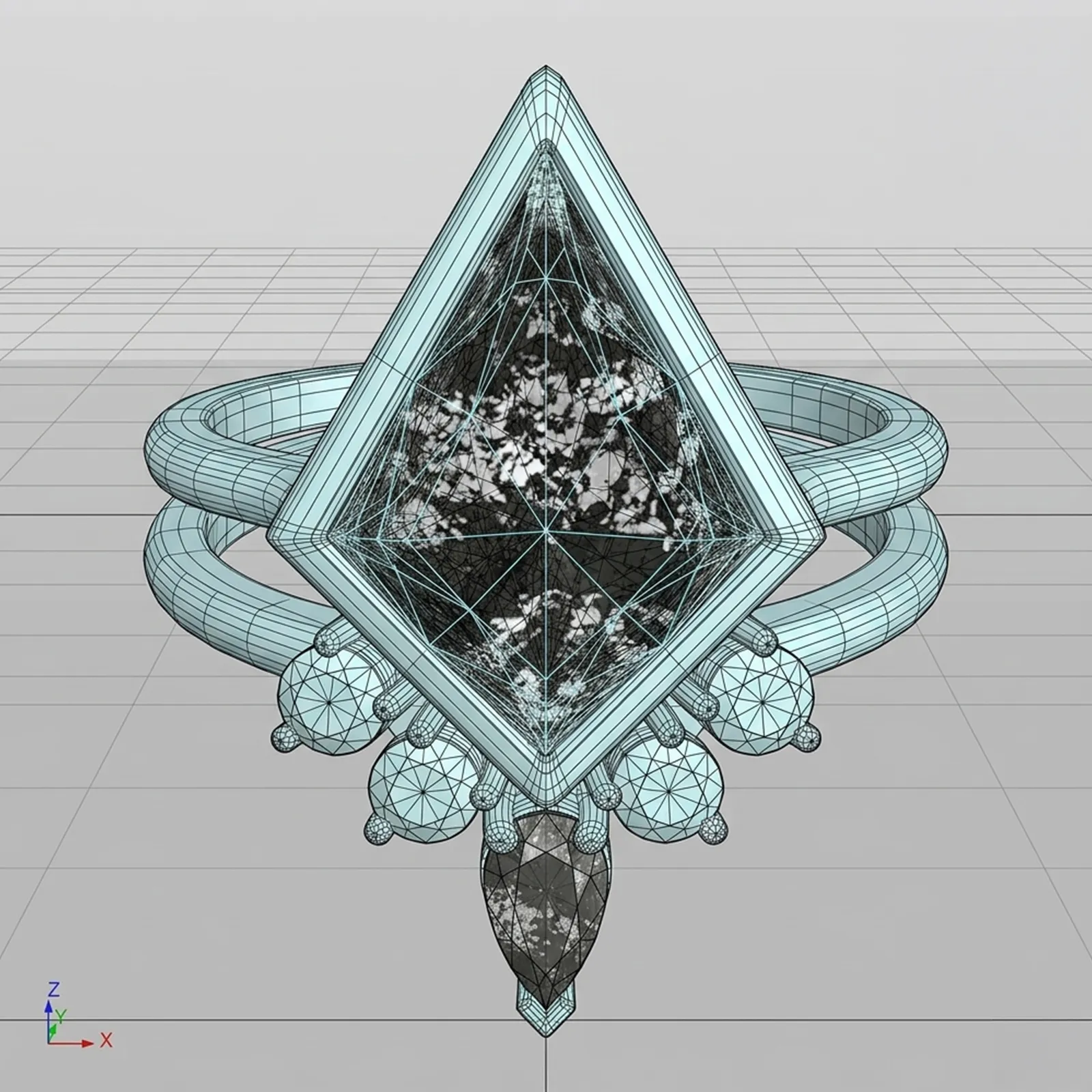 Custom jewelry CAD design with geometric shapes at Pearce Jewelers, West Lebanon, NH.