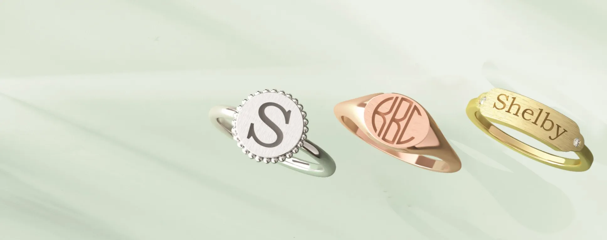 Gold, Signet & Initials Rings Classic precious metals and symbols of heritage & identity. Peran & Scannell Jewelers Houston, TX