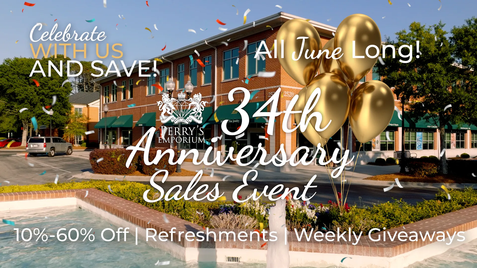  🎉 34 Wonderful years in Wilmington! 🎉This June, we’re celebrating 34 unforgettable years of love, loyalty, and community at Perry’s Emporium — and we’re inviting YOU to the party all month long! 🥳We’ve grown from a small jewelry store into a local legacy, and it’s all thanks to our amazing customers who’ve trusted us with life’s most meaningful moments. 💍To show our gratitude, we’re pulling out all the stops:💎 10%–60% OFF select jewelry🎁 Weekly giveaways you won’t want to miss🍾 Complimentary refreshments🎈 Surprises and celebrations throughout the storeWhether you bought your first engagement ring here or just discovered us, we’re honored to be a part of your story. Come celebrate with us — we can’t wait to see you!📍Wilmington | Family-Owned | In-Store Jewelers Perrys Emporium Wilmington, NC