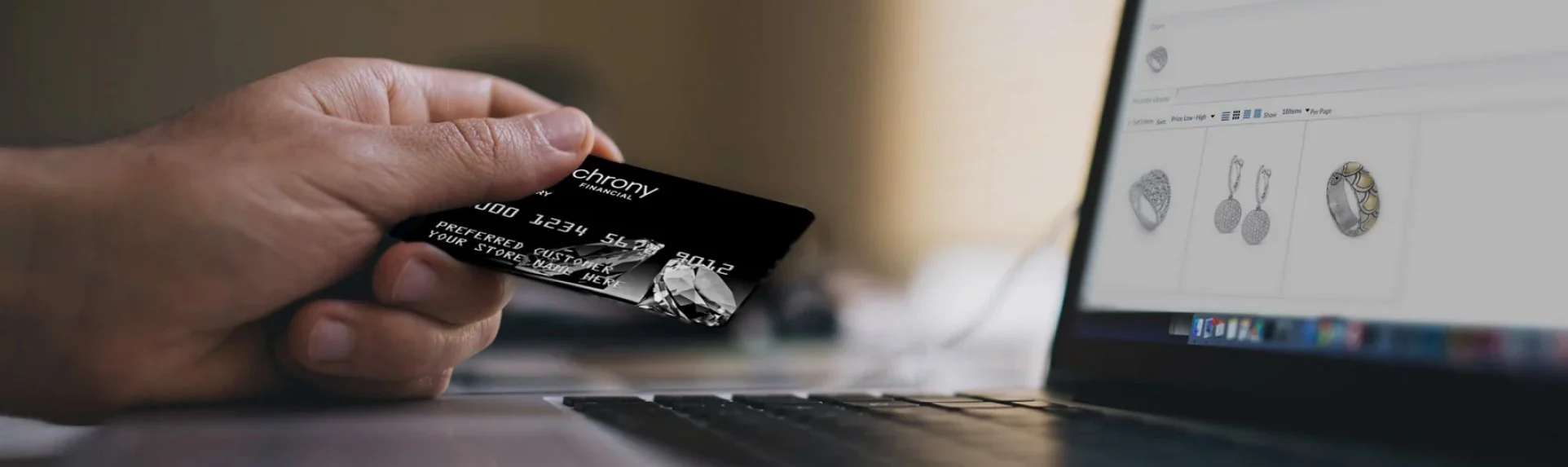 A Perry&rsquo;s sales associate reviewing payment options with a client