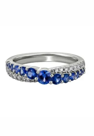 sapphire and diamond wave band with graduating sapphires available at Peter & Co. Jewelers Avon Lake, OH