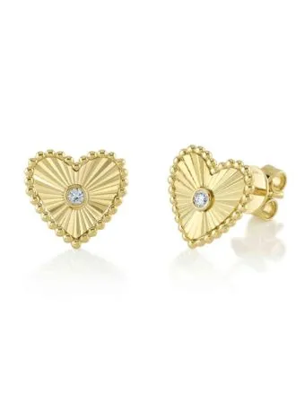 Diamond Cut yellow gold heart earrings. Peter & Co. Jewelers Avon Lake, OH