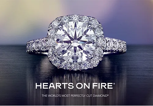 Closeup of Hearts on Fire Diamond Ring for Advertisement