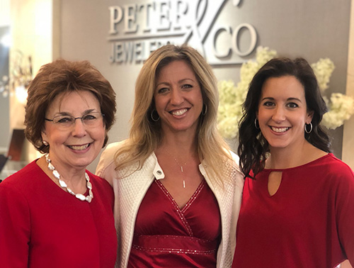 Theresia, Tammy and Kimi Posing in Front of Peter & Co. Jewelers Sign