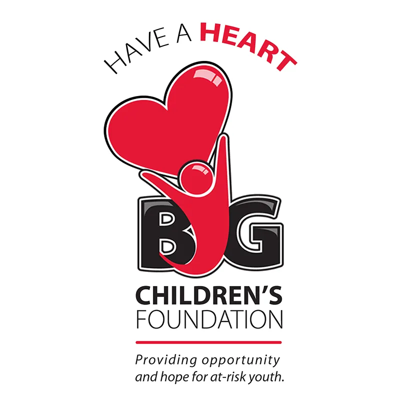 Logo of Big Children's Foundation with a heart symbol, promoting opportunities for at-risk youth. Click to donate.