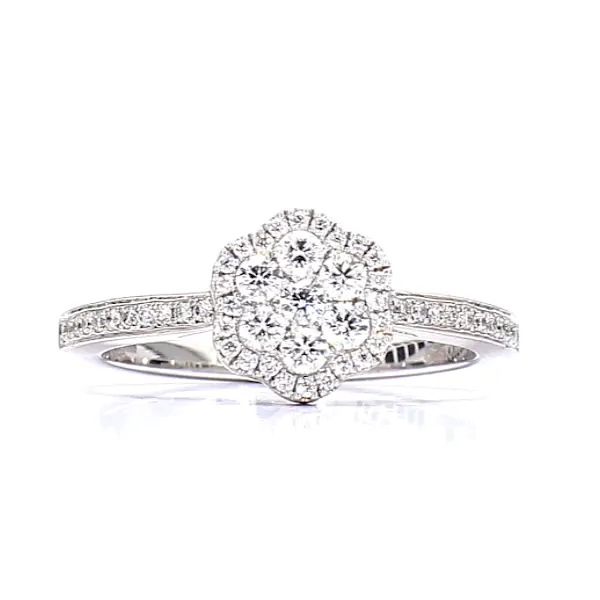 14K White Gold 0.50ctwCluster Diamond Engagement Ring100-00836 10% OFF - was $1375 Raleigh Diamond Fine Jewelry Raleigh, NC