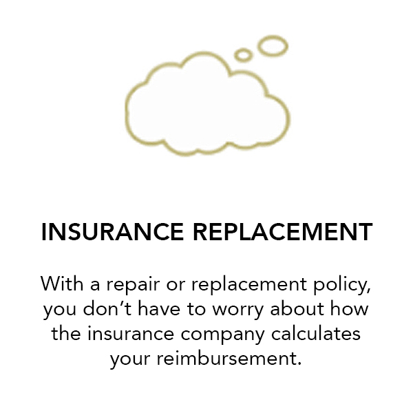 Insurance Replacement Services With a repair or replacement policy, you don't have to worry about how the insurance company calc
