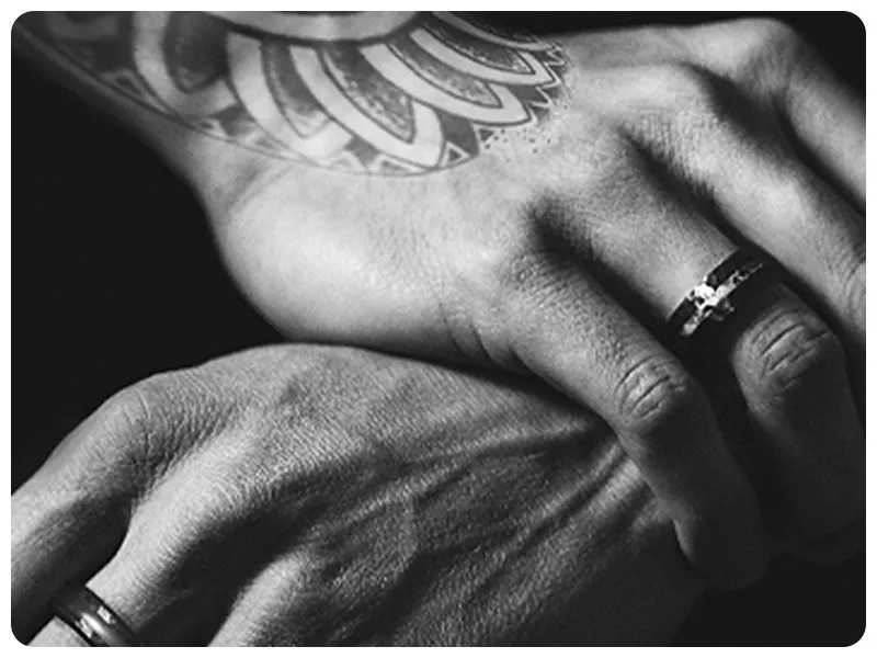 Woman wearing diamond engagement ring with insert | Financing Options available at Raleigh Diamond Fine Jewelry Raleigh, NC