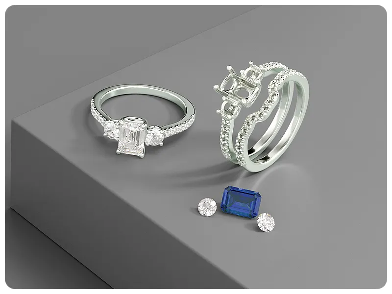 Shop Three-stone and Cluster  Semi-mounts at Raleigh Diamond, NC