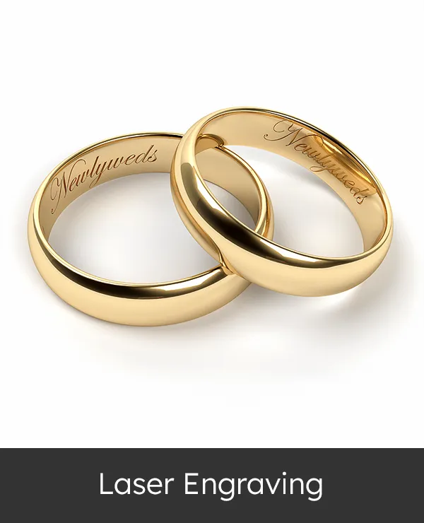 In-house laser engraving on jewelry purchased in our store.